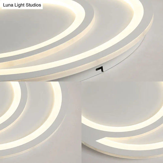 Modern White Ripple Flushmount Led Light Simple Metal Design 16’/19.5’/23.5’ Wide