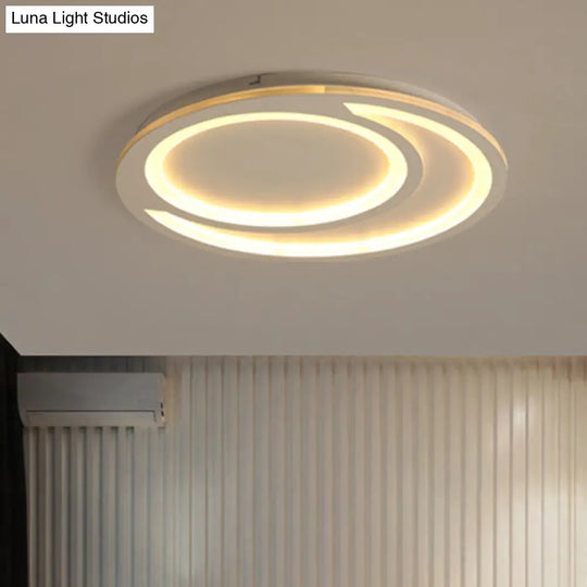 Modern White Ripple Flushmount Led Light Simple Metal Design 16’/19.5’/23.5’ Wide