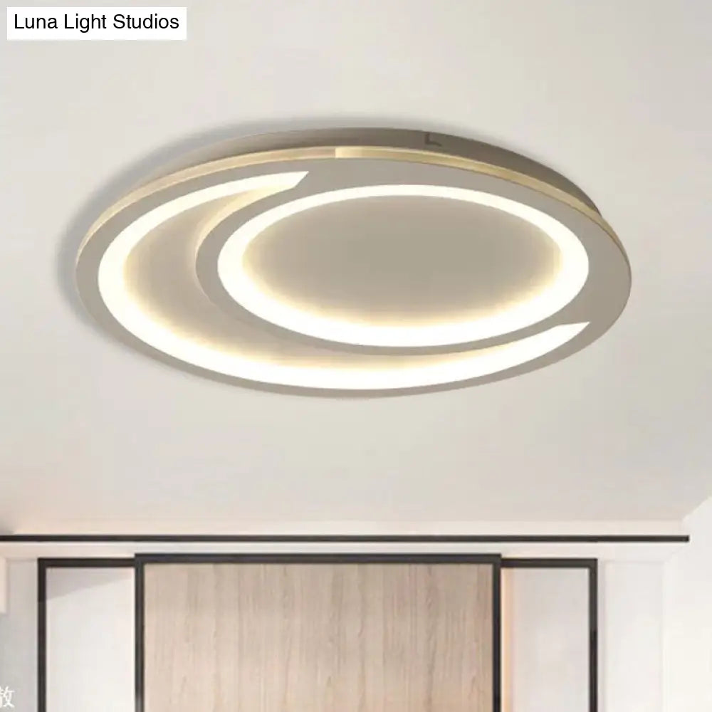 Modern White Ripple Flushmount Led Light Simple Metal Design 16’/19.5’/23.5’ Wide