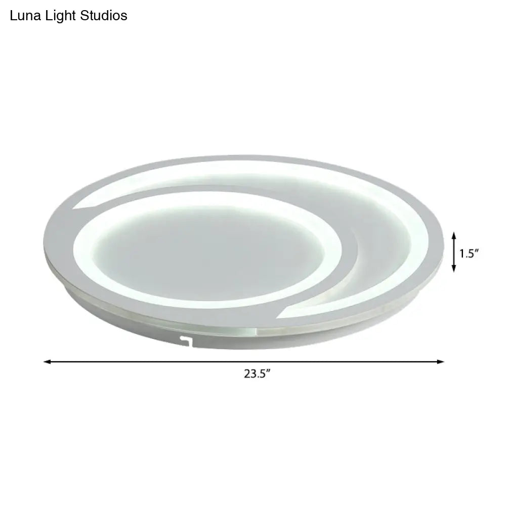 Modern White Ripple Flushmount Led Light Simple Metal Design 16/19.5/23.5 Wide