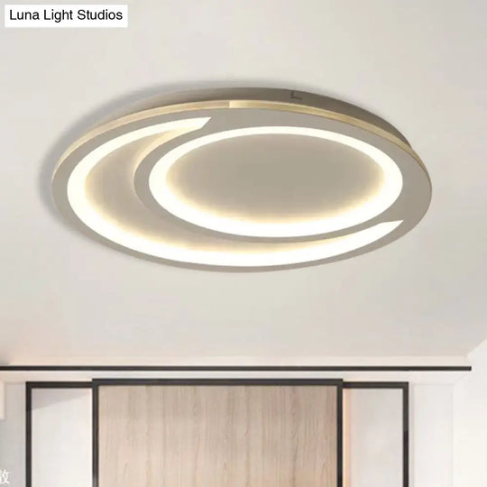 Modern White Ripple Flushmount Led Light Simple Metal Design 16/19.5/23.5 Wide