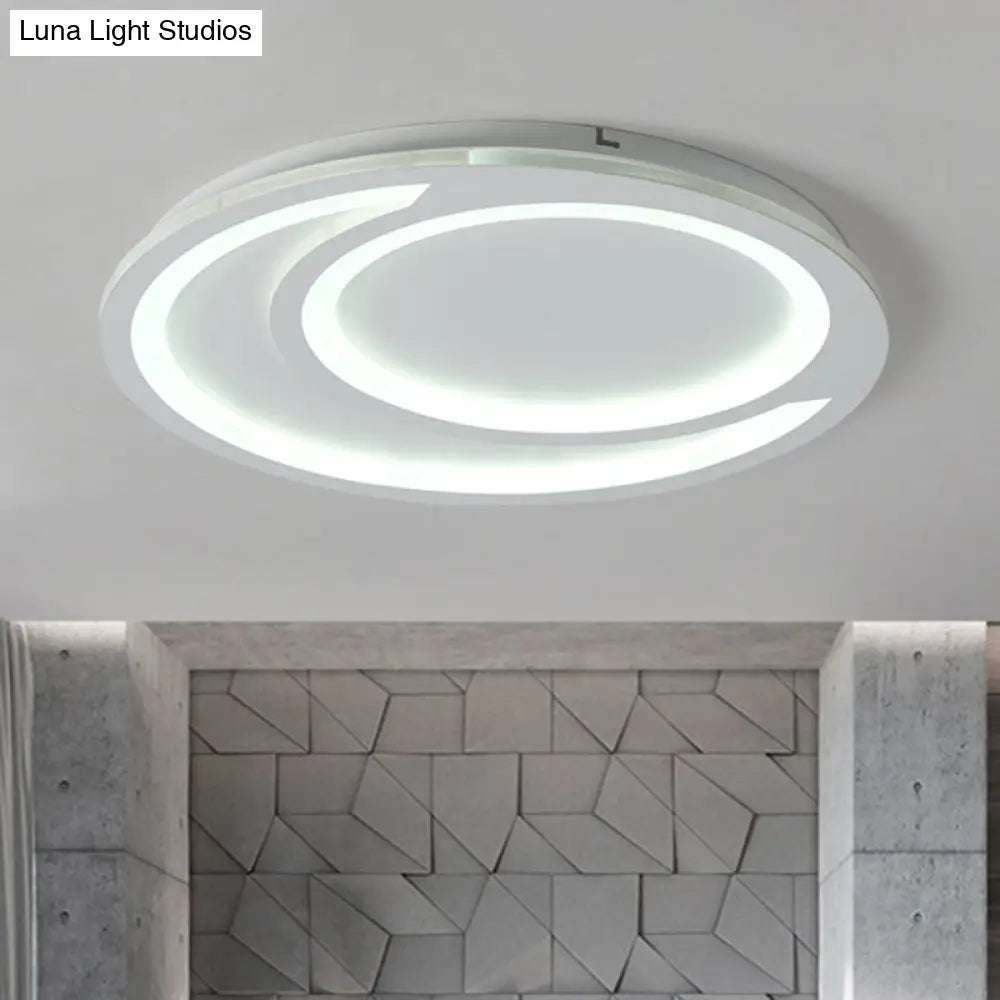 Modern White Ripple Flushmount Led Light Simple Metal Design 16/19.5/23.5 Wide