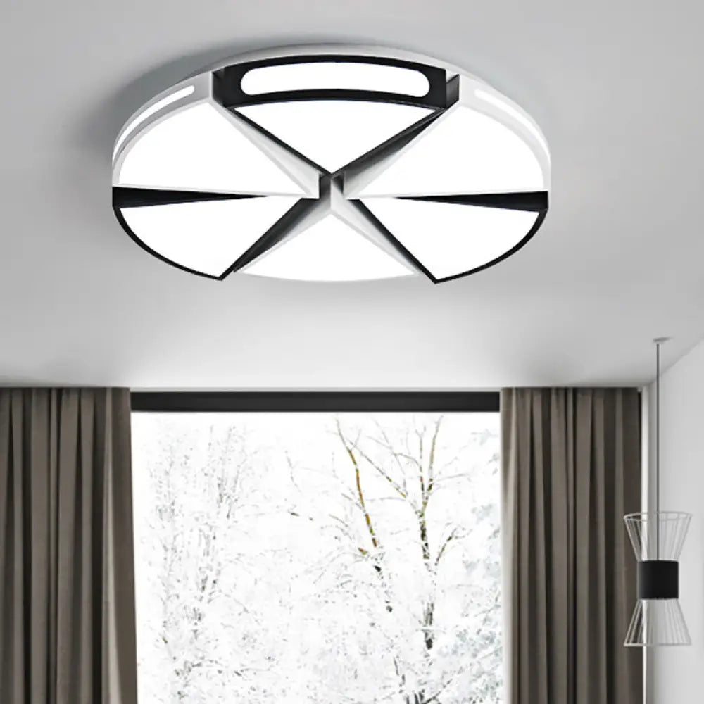 Modern White Round Ceiling Light For Kitchen Metal Flush Mount - 16’/19.5’ Lights With Black