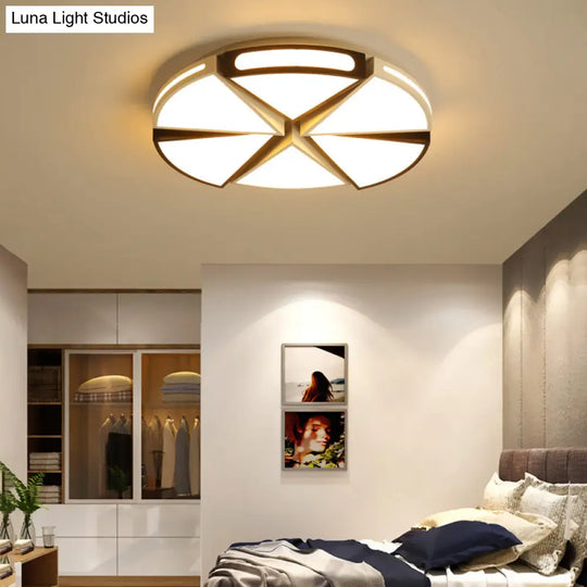 Modern White Round Ceiling Light For Kitchen Metal Flush Mount - 16/19.5 Lights With Black Accents