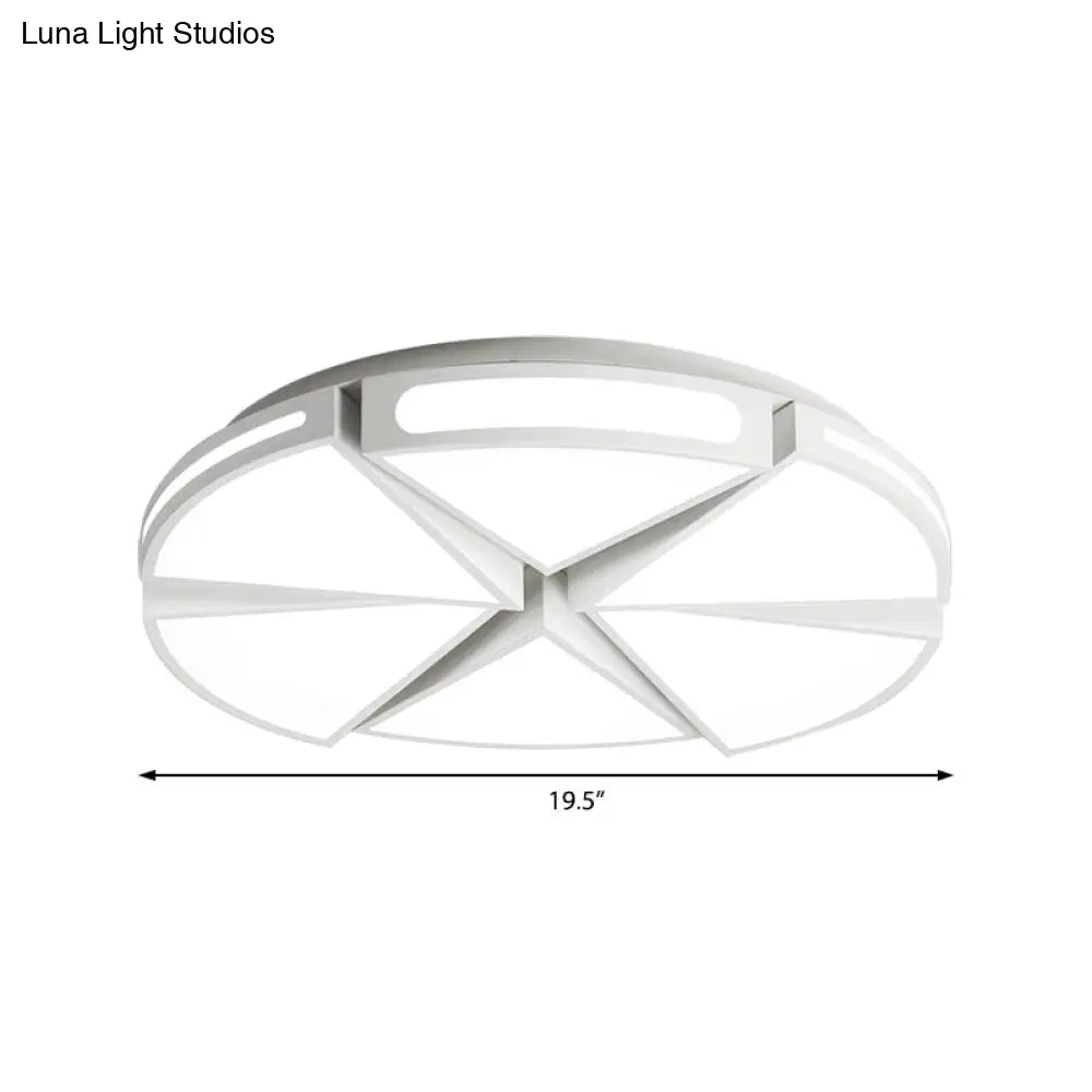 Modern White Round Ceiling Light For Kitchen Metal Flush Mount - 16’/19.5’ Lights With Black Accents