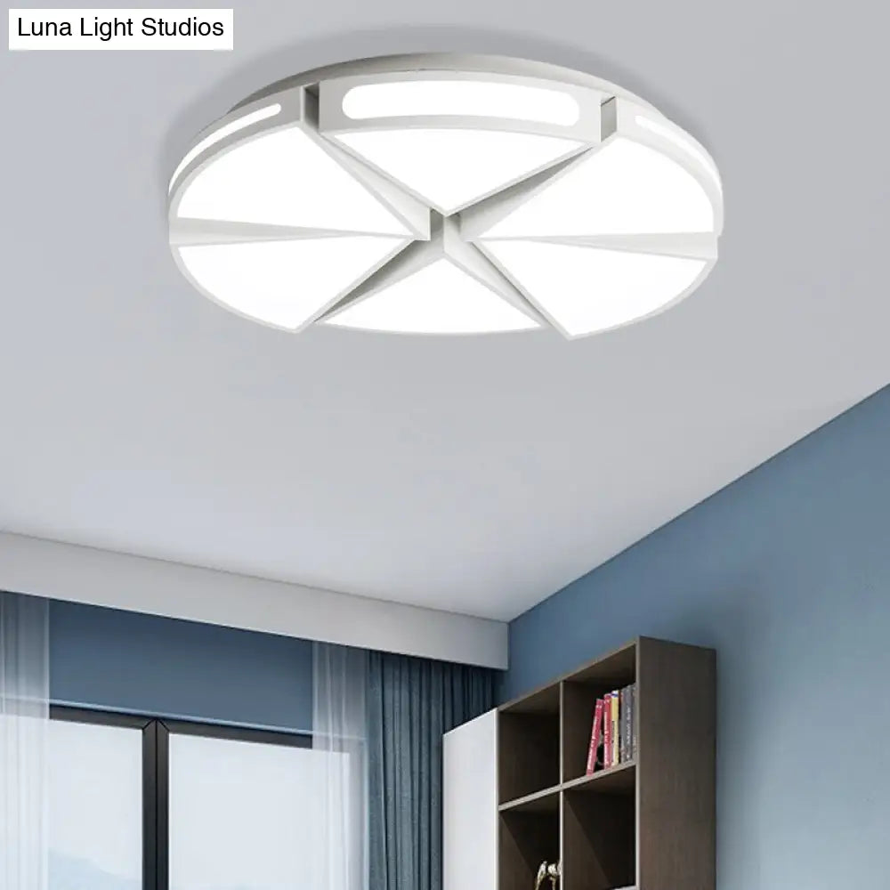 Modern White Round Ceiling Light For Kitchen Metal Flush Mount - 16/19.5 Lights With Black Accents /