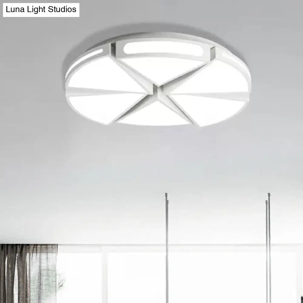 Modern White Round Ceiling Light For Kitchen Metal Flush Mount - 16’/19.5’ Lights With Black Accents