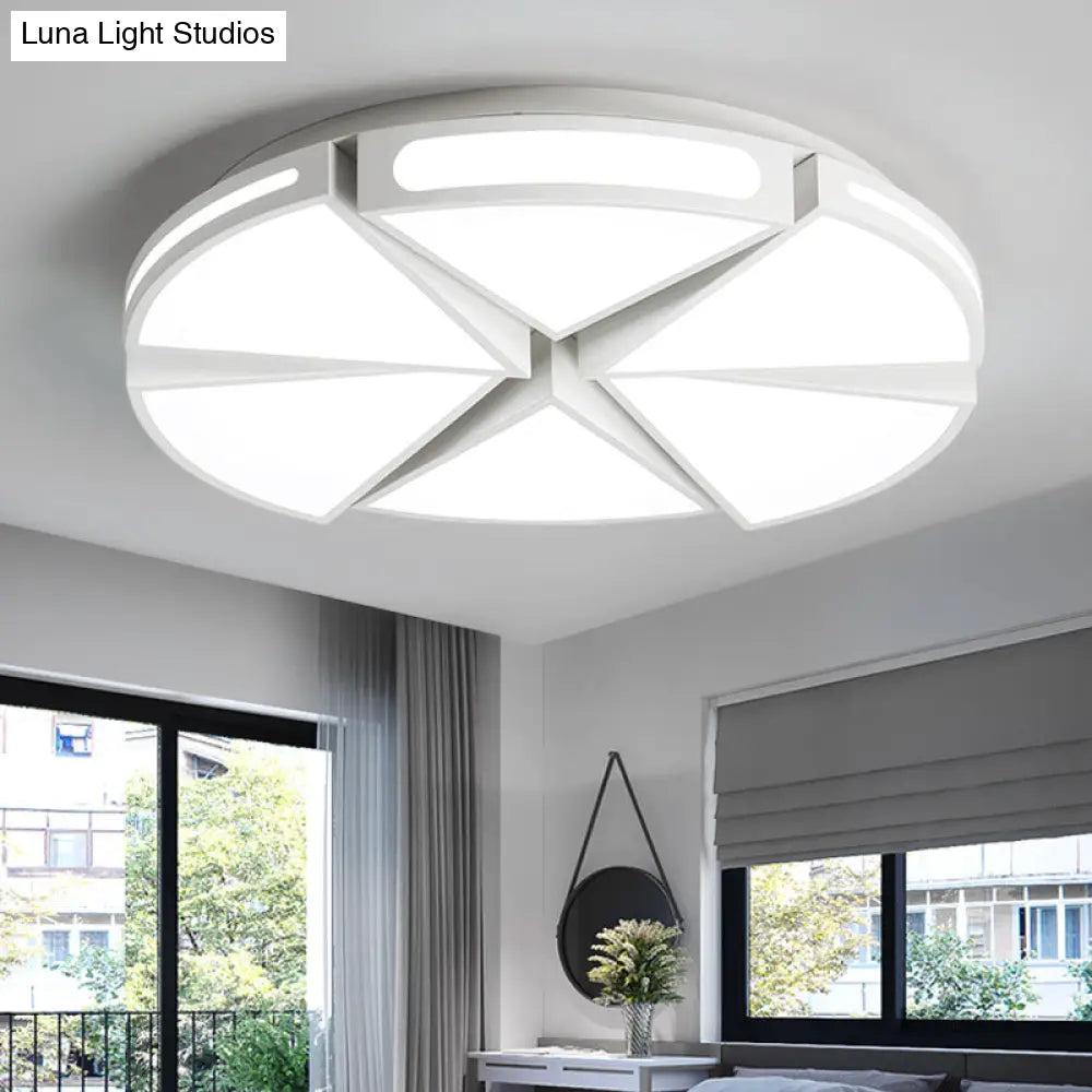 Modern White Round Ceiling Light For Kitchen Metal Flush Mount - 16/19.5 Lights With Black Accents /