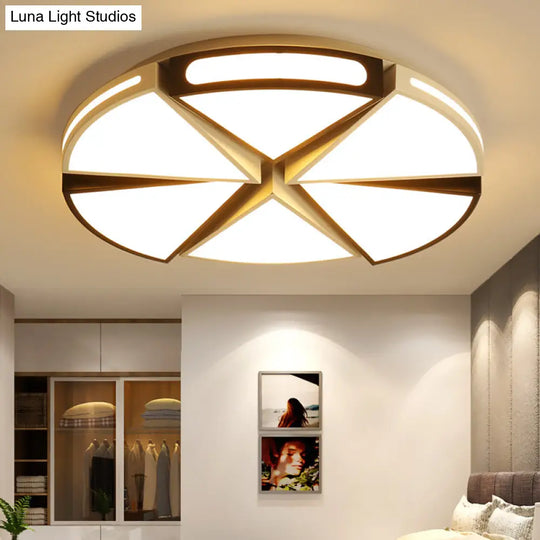 Modern White Round Ceiling Light For Kitchen Metal Flush Mount - 16’/19.5’ Lights With Black Accents