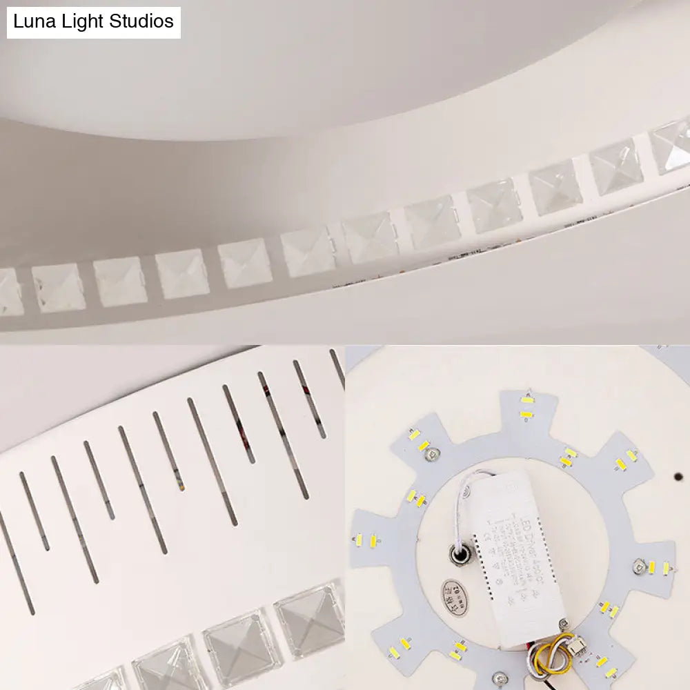 Modern White Round Flush Mount Ceiling Light For Bedroom