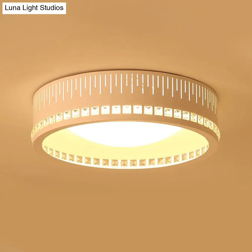 Modern White Round Flush Mount Ceiling Light For Bedroom