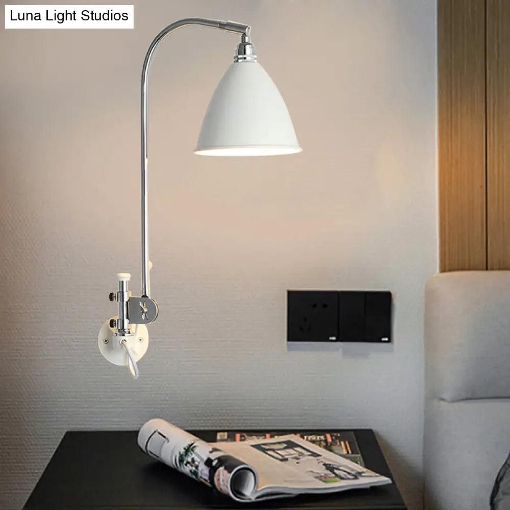 Modern White Sconce With Cone Metal Shade For Bedroom Walls