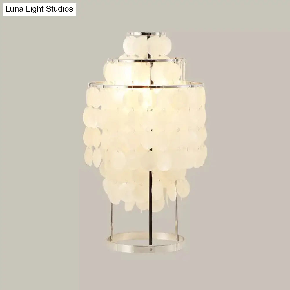 Modern White Shell Wind Chime Task Lighting - 1 Light Bedroom Reading Book Lamp