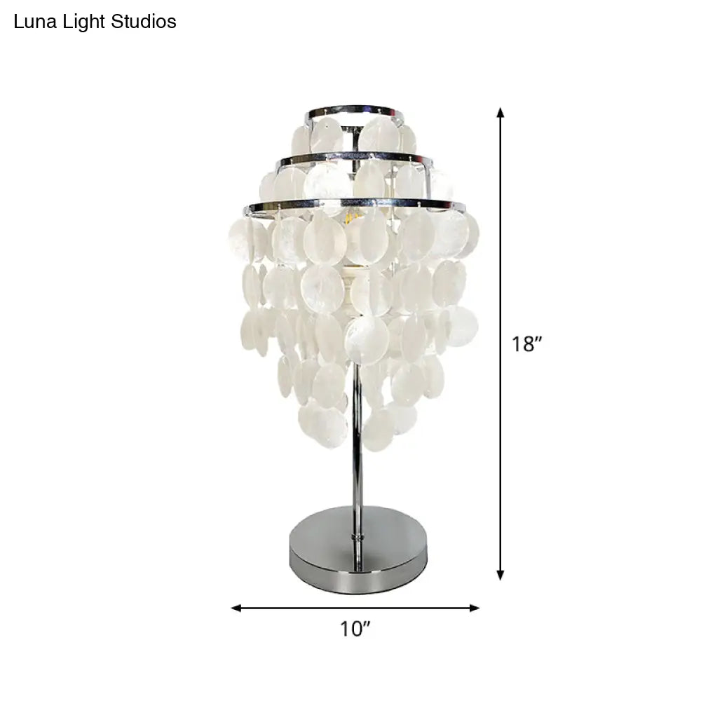 Modern White Shell Wind Chime Task Lighting - 1 Light Bedroom Reading Book Lamp