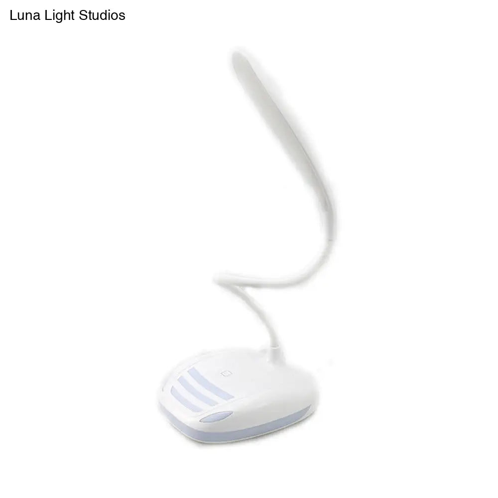 Modern White Silicone Hose Desk Lamp: Touch Sensitive Led Reading Light For Study