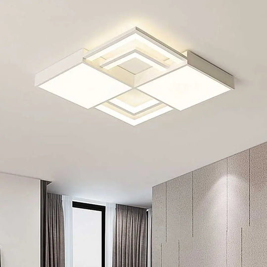 Modern White Square Led Acrylic Flush Mount Ceiling Light / 16.5’
