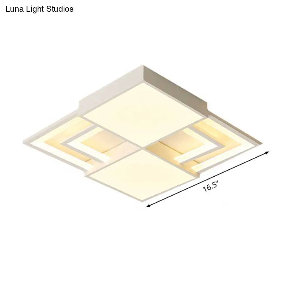 Modern White Square Led Acrylic Flush Mount Ceiling Light