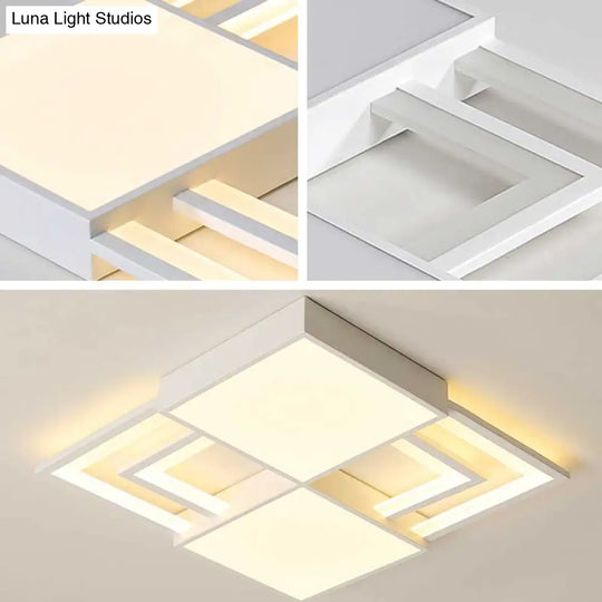 Modern White Square Led Acrylic Flush Mount Ceiling Light