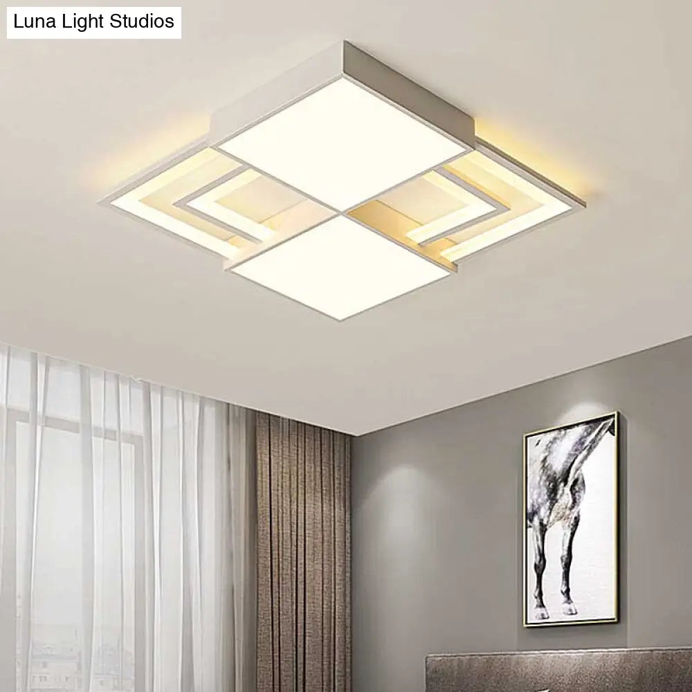 Modern White Square Led Acrylic Flush Mount Ceiling Light