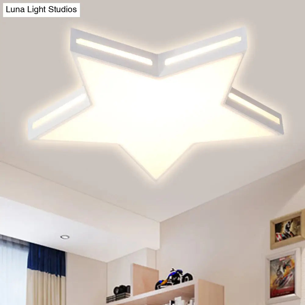 Modern White Star Led Ceiling Lamp For Boys Bedroom / A