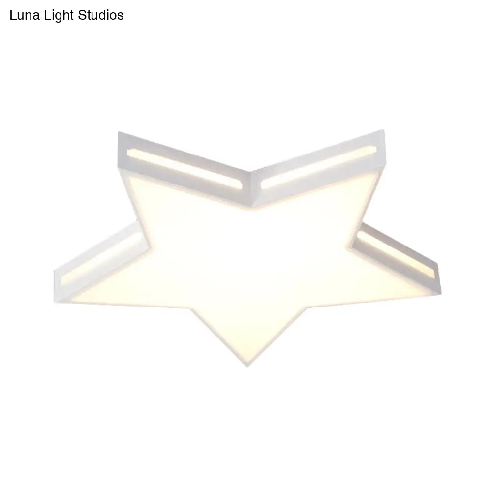 Modern White Star Led Ceiling Lamp For Boys Bedroom