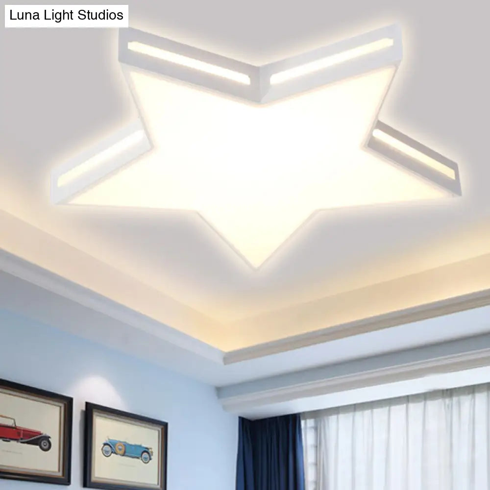 Modern White Star Led Ceiling Lamp For Boys’ Bedroom