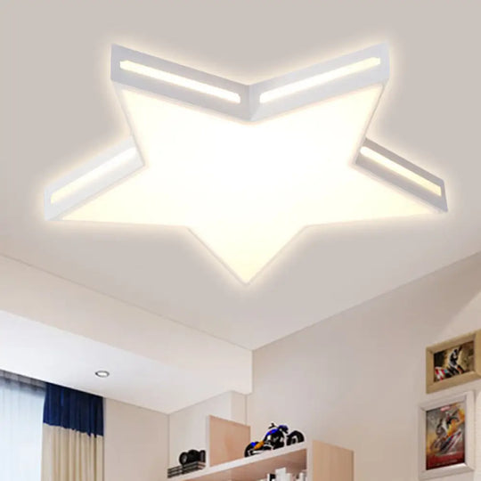 Modern White Star Led Ceiling Lamp For Boys’ Bedroom / A