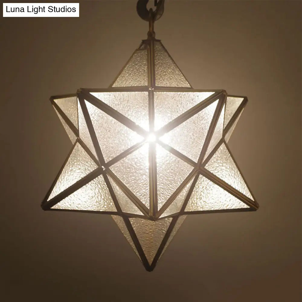 Modern White Star Pendant Light With Frosted Glass Shade - Ideal For Living Room