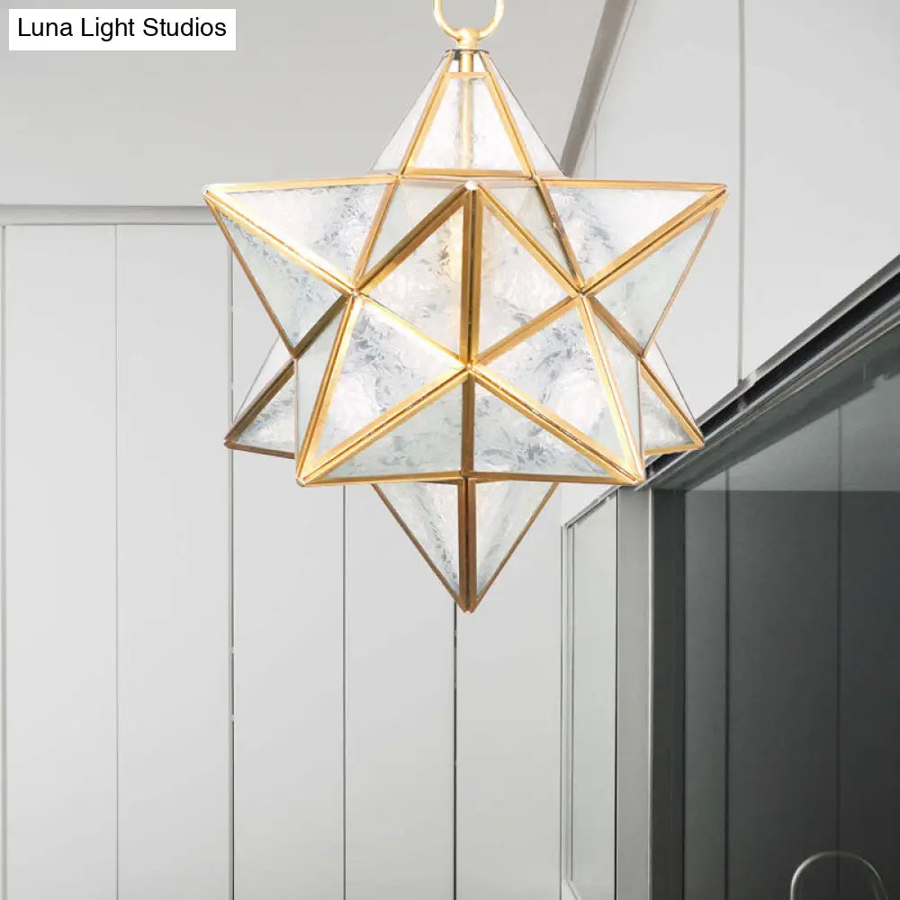 Modern White Star Pendant Light With Frosted Glass Shade - Ideal For Living Room