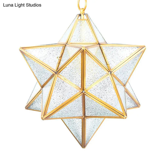 Modern White Star Pendant Light With Frosted Glass Shade - Ideal For Living Room