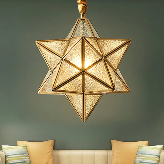 Modern White Star Pendant Light With Frosted Glass Shade - Ideal For Living Room Textured