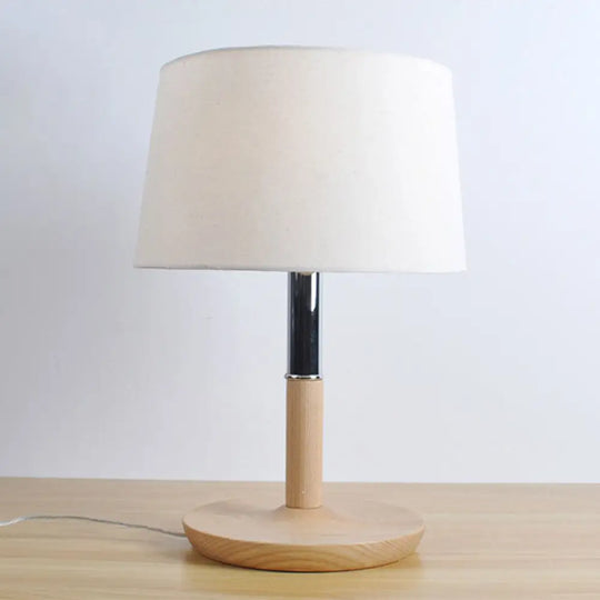 Modern White Study Lamp With Drum Shade Ideal For Tasks And Reading - 1 Bulb Modernism Fabric