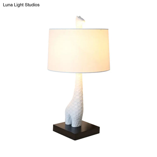 Modern White Study Lamp With Led Reading Light Giraffe Base For Bedroom