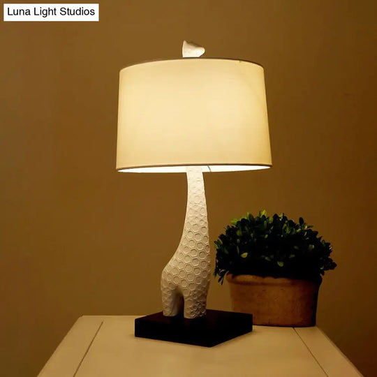 Modern White Study Lamp With Led Reading Light Giraffe Base For Bedroom