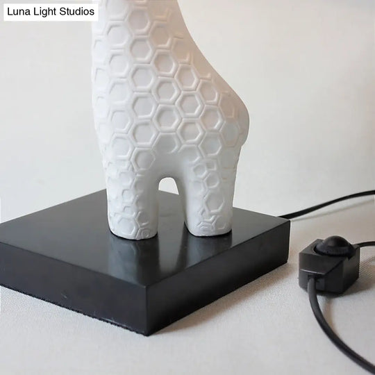 Modern White Study Lamp With Led Reading Light Giraffe Base For Bedroom