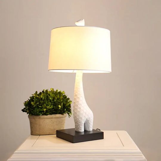 Modern White Study Lamp With Led Reading Light Giraffe Base For Bedroom