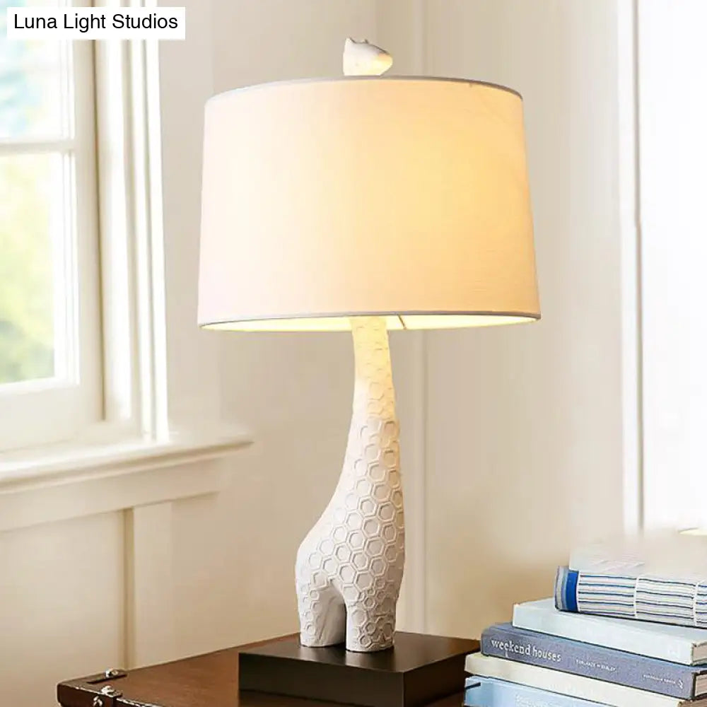 Modern White Study Lamp With Led Reading Light Giraffe Base For Bedroom