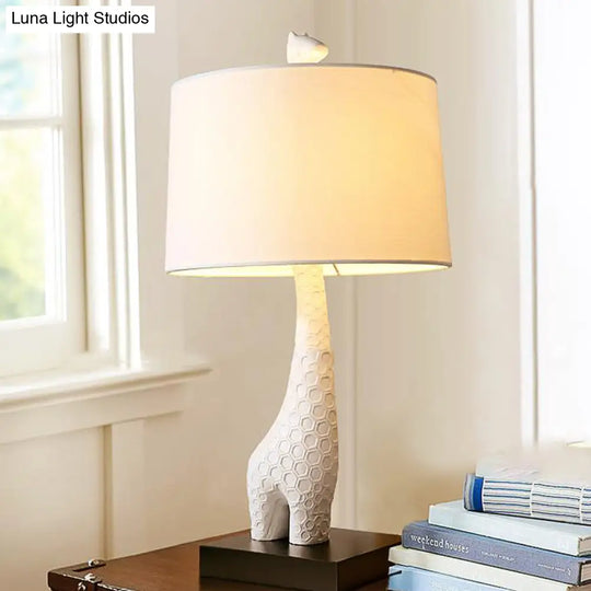 Modern White Study Lamp With Led Reading Light Giraffe Base For Bedroom