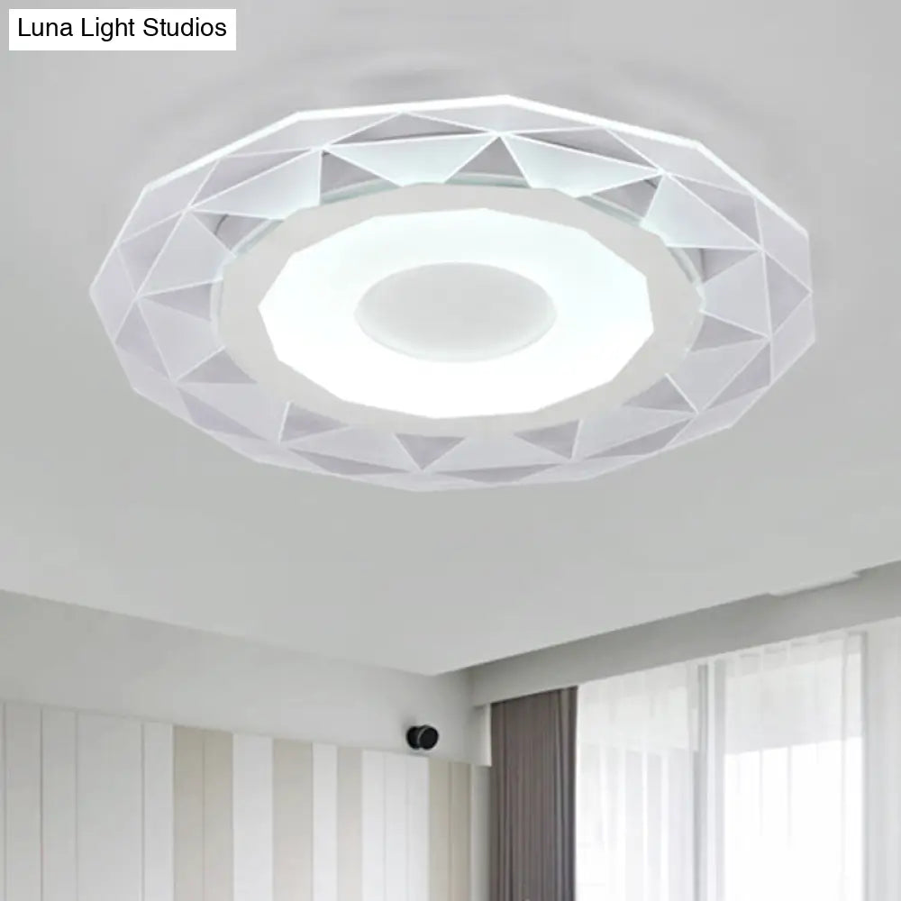 Modern White Sun Ceiling Light For Dining Room With Acrylic Flush Mount Design Clear / 16.5
