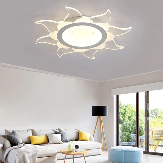 Modern White Sunlight Inspired Led Ceiling Mount Light For Dining Room / 16’ Warm