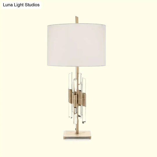 Modern White Table Lamp With Fabric Shade - Perfect For Living Room Desk Or Nightstand