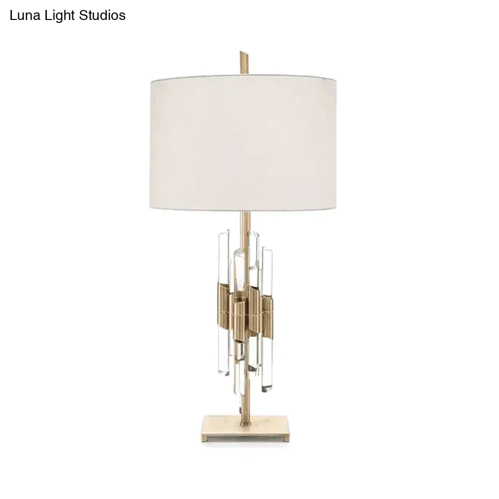 Modern White Table Lamp With Fabric Shade - Perfect For Living Room Desk Or Nightstand