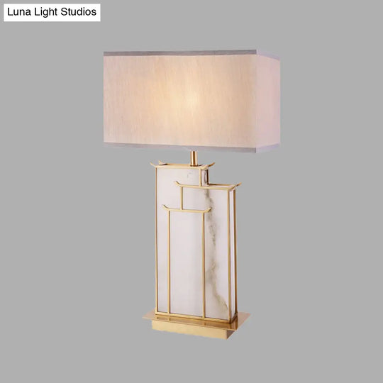 Modern White Table Light With Marble Base - 1 Bulb Task Lighting