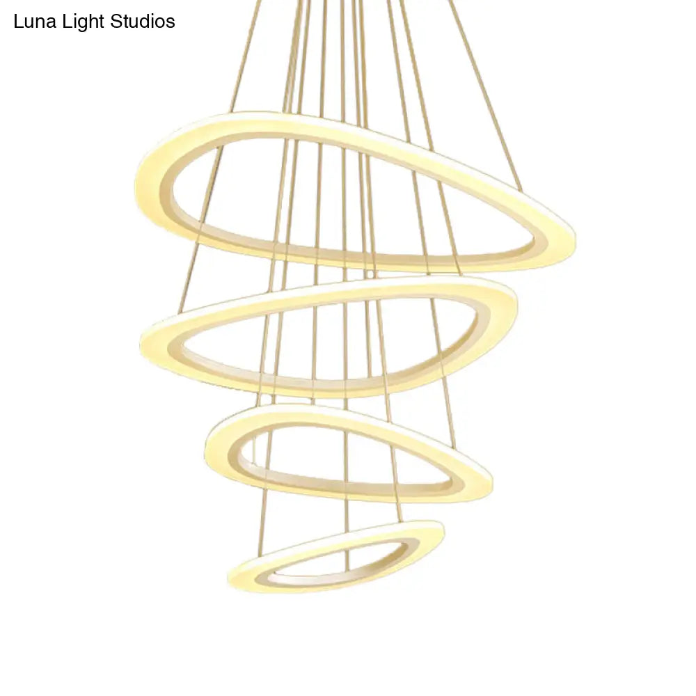 White Teardrop Led Chandelier - Modern Simplicity With 4/5 Tiers Acrylic Hanging Ceiling Lamp In