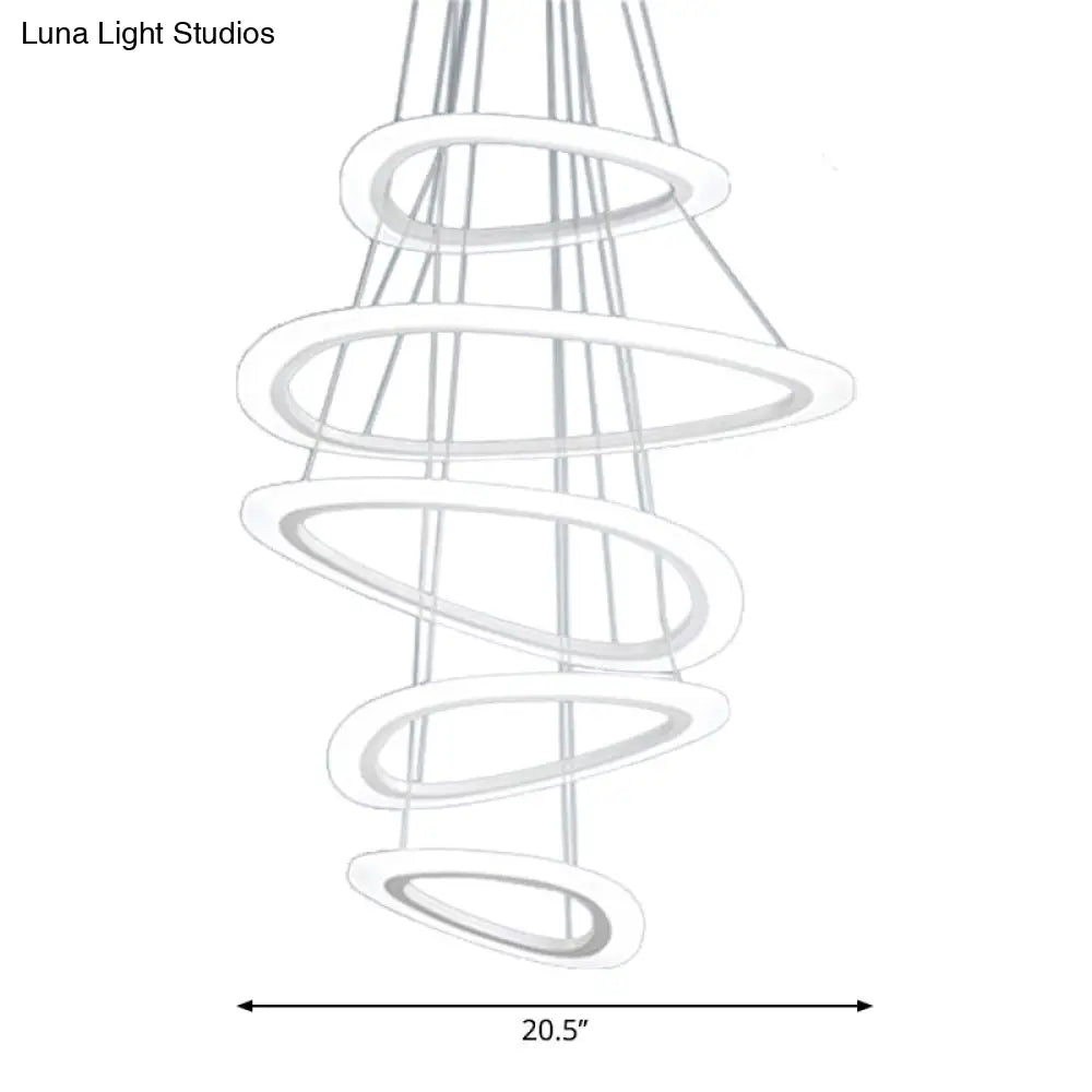 White Teardrop Led Chandelier - Modern Simplicity With 4/5 Tiers Acrylic Hanging Ceiling Lamp In