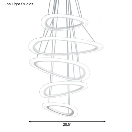 White Teardrop Led Chandelier - Modern Simplicity With 4/5 Tiers Acrylic Hanging Ceiling Lamp In