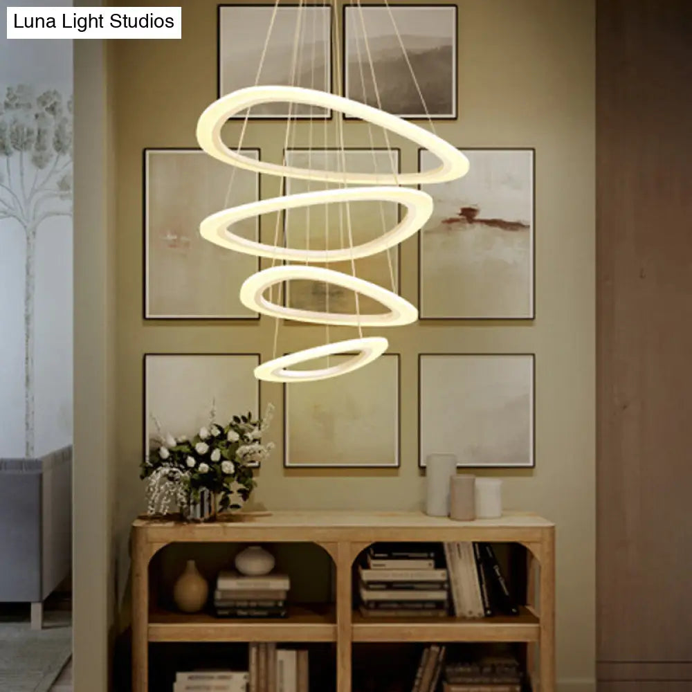 White Teardrop Led Chandelier - Modern Simplicity With 4/5 Tiers Acrylic Hanging Ceiling Lamp In