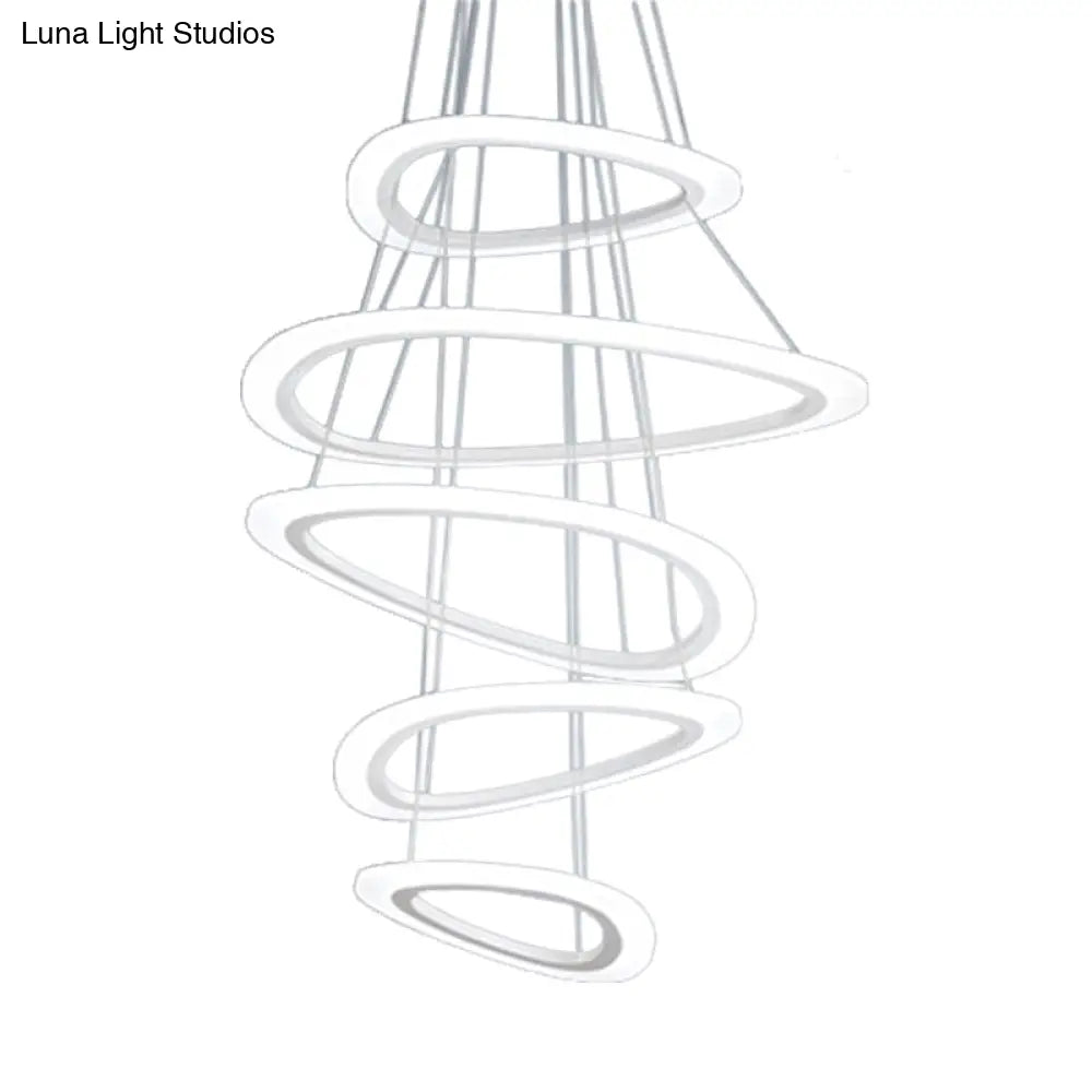 Modern White Teardrop Chandelier With Led Acrylic Lighting - 4/5 Tiers Warm/White Light