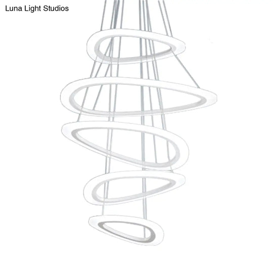 Modern White Teardrop Chandelier With Led Acrylic Lighting - 4/5 Tiers Warm/White Light