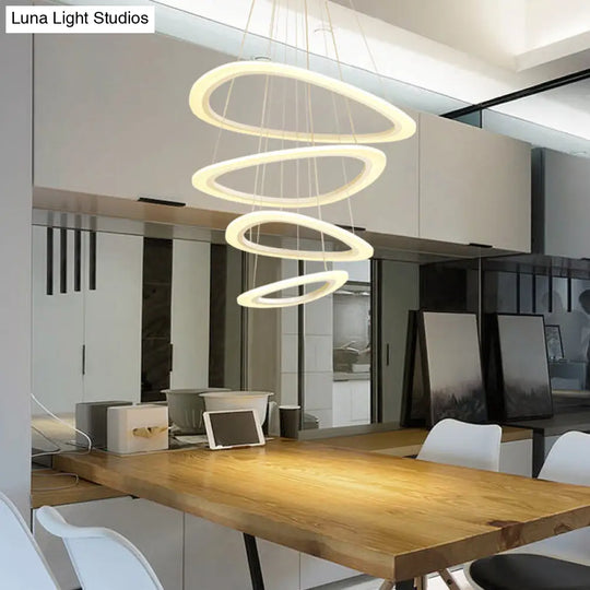 White Teardrop Led Chandelier - Modern Simplicity With 4/5 Tiers Acrylic Hanging Ceiling Lamp In